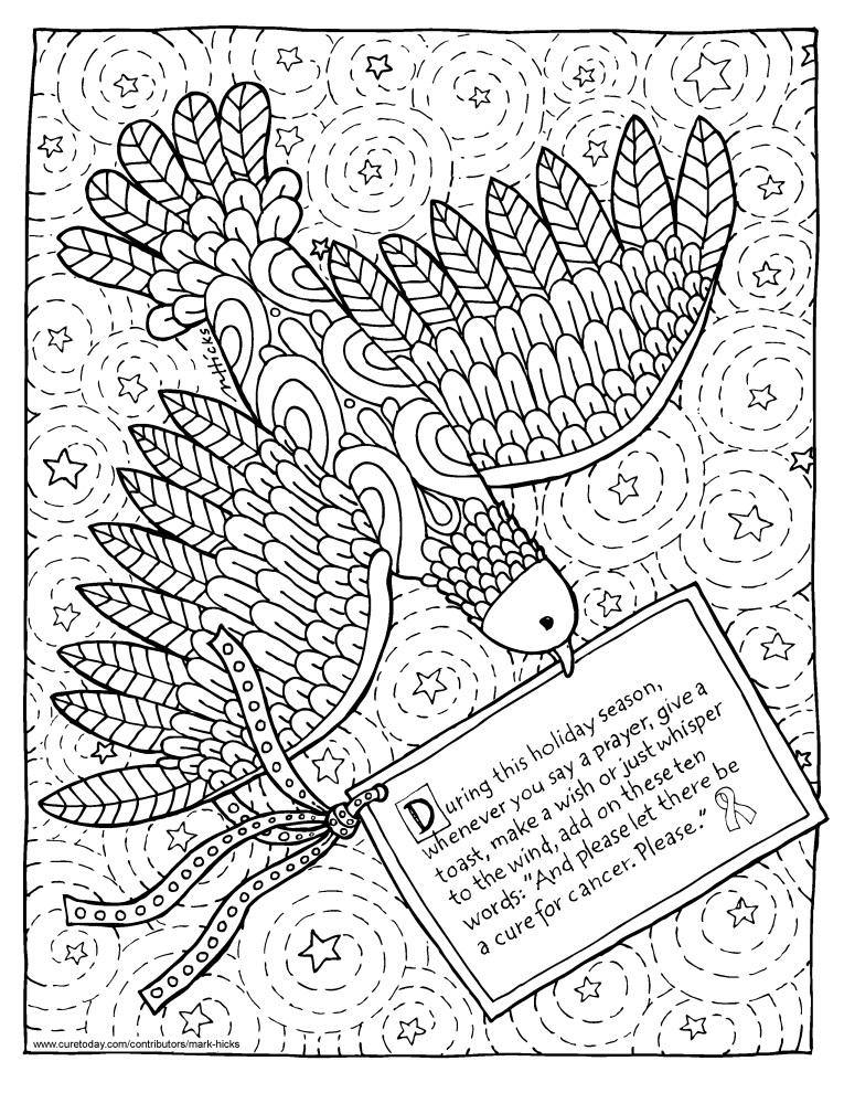 Holiday Cancer Wish Coloring Page